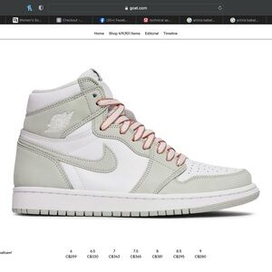 Jordan Women's Sneakers - White and sea foam green